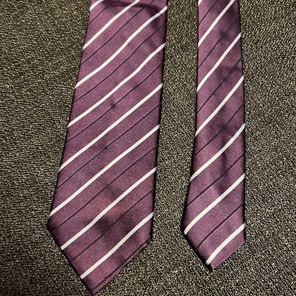 Luxury Collection by Stefano Ricci Silk Striped Tie in Purple and Silver